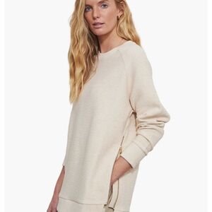 Varley Manning Sweatshirt Cream Zip Ribbed Size Large (K)